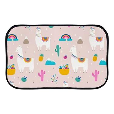 Imagem de DreamBay Llama Tapetes de porta tema rosa cactos tapetes de chão 60 x 40 cm tapete anti-fadiga tapete de pé interior ao ar livre capacho de entrada antiderrapante