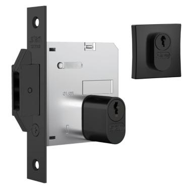 Imagem de Fechadura Porta De Correr Externa 1006 Preto Roseta Quadrada