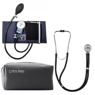 Imagem de Kit Esfigmomanômetro Pamed + Estetoscópio Duplo Rappaport (AZUL)