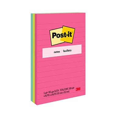 Imagem de Post-it Blocos Post-It 6603An Originais Nas Cores Da Cidade Do Cabo Forrado 4 X 6. 100 Folhas 3/Pacote Sortido
