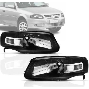 Imagem de Par Farol Vw Gol Power Parati Saveiro G4 Máscara Negra