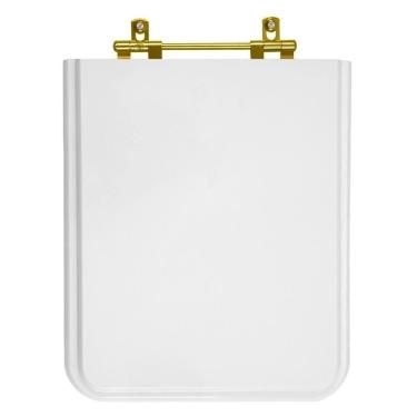 Imagem de Assento Sanitário Poliester Square Branco com ferragem Dourada para vaso Incepa Cidamar