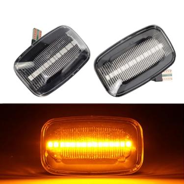 Imagem de 2 peças de LED dinâmico marcador lateral de luzes de mudança repetidor lateral para Toyota Land Cruiser 70 80 Série 100 (branco)