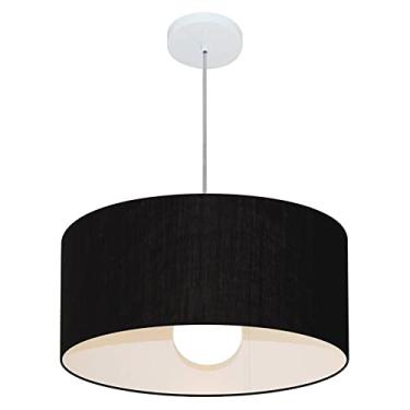 Imagem de Lustre Pendente Cilíndrico 4052 Cúpula Tecido 50x21 cm, Vivare Iluminação, Pendente4052 PR, Preto, Médio