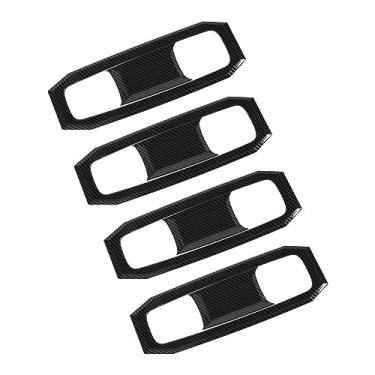 Imagem de Qiilu Kit protetor de maçaneta de porta de carro ABS estilo fibra de carbono decalques de tigela de copo de porta externa resistente a arranhões para 1500 2023
