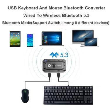 Imagem de O teclado e o rato de usb bluetooth 5.3 adaptam  adaptador do cubo de bluetooth  rato prendido usb