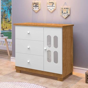Imagem de Cômoda Sapateira de Bebê 1 Porta 3 Gavetas Sophie Marrom/Branco