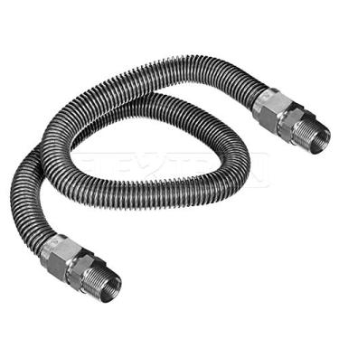 Imagem de Flextron FTGC-SS14-48G Conector de linha de gás flexível de 48 polegadas com diâmetro externo de 9,5 mm e conexões MIP de 9,5 mm x 9,5 mm, conectores de aquecedor de ambiente de aço inoxidável sem