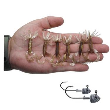 Imagem de 6 Iscas Artificial Pesca Soft Grub Silicone 2 Anzol Jig Head