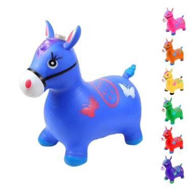 Imagem de Cavalinho Upa Upa Musical Pula Pula Grande Com Luz E Sons De Cavalo Premium Poiqo (Azul)