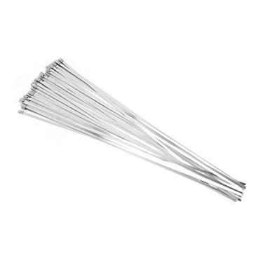 Imagem de 100pcs 4,6 * 450mm Abraçadeira de Cabo de Aço Inoxidável Metal Auto Travante Zip Tie Wrap Strap, Bordas Lisas, para Fixação, Embrulho, Tubulação, Cabeamento, Postes de Arame,