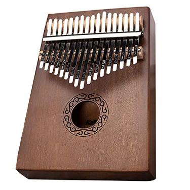 Imagem de Kalimba de 17 teclas, piano de polegar com martelo de afinação e bolsa de proteção, piano Mbira madeira de mogno para amantes de música, instrumento de dedo marimbas, (18,5 cm x 13,8 cm) retrô