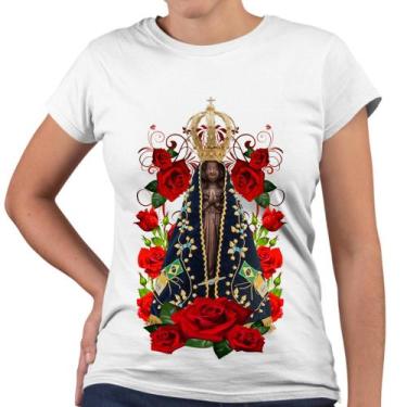 Imagem de Camiseta Baby Look Nossa Senhora Aparecida Flores Religiosa - Web Prin