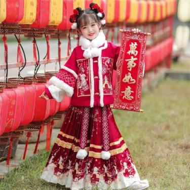 Imagem de Hanfu Traje para pais e filhos, roupas femininas autênticas, originais de coelhinho de inverno, fantasia antiga engrossada