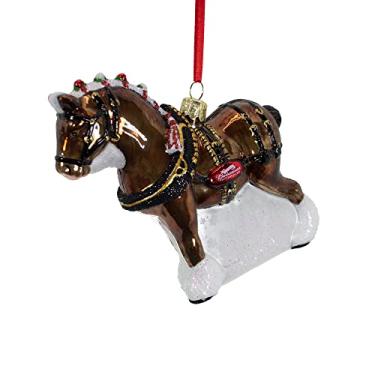 Imagem de Kurt Adler Ornamento de vidro Budweiser Clydesdale de 11 cm