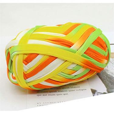 Imagem de 1 peça camiseta colorida fio de tricô tecido de crochê para arte de tecido de malha DIY (#53 amarelo e verde)