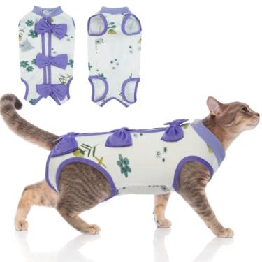 Imagem de DENTRUN Cute Surgery Anti-Licking Spay Recovery Terno aconchegante para gatos, pet camisa de recuperação cirúrgica pós-cirurgia para gatos machos fêmeas cão pequeno feridas abdominais ataduras cone