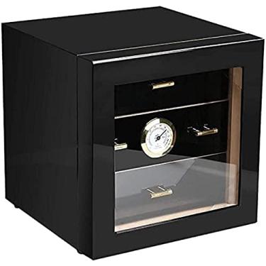 Imagem de Umidor de armário de charuto com higrômetro e umidificador, gavetas de 3 camadas, caixa decorativa decente para charutos, caixa de charutos