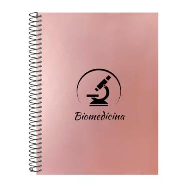Imagem de Caderno Universitário Espiral 15 Matérias Profissões Biomedicina (Rosê Gold)