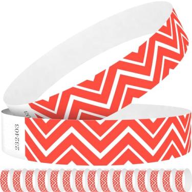 Imagem de WM infinite Pulseiras de papel vermelho neon Wave para eventos, 600 unidades de pulseiras de papel de 0,9 cm para entrada de eventos, festivais, festas, clubes (vermelho neon onda, 600)