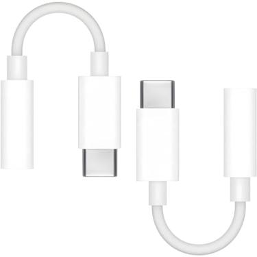 Imagem de Adaptador USB C para conector de fone de ouvido fêmea de 3,5 mm para Apple iPhone 15, iPad Pro, Google Pixel 6 5 XL, Samsung Galaxy S23 S22 Note 20, Sony HTC e mais (pacote com 2)