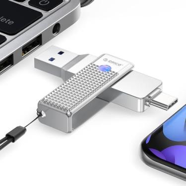Imagem de ORICO Unidade flash USB C 256 GB UFSD (405 MB/s), SSD externo 2 em 1, USB 3.2 tipo C duplo, dissipação de calor eficiente, cartão de memória OTG de alta velocidade para MacBook, iPhone 15, Tablet,
