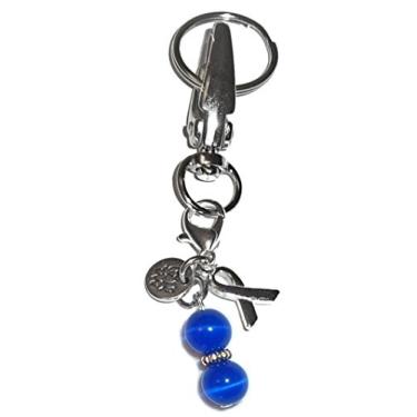 Imagem de Chaveiro com pingente de conscientização do câncer, bolsa feminina, bolsa ou colar e pingente de pulseira, vem em uma caixa de presente!, Royal Blue (Thyroid & Prostate Cancer)
