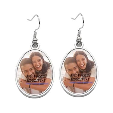 Imagem de SpreadPassion Brinco personalizado, brinco personalizado com sua imagem personalizada, texto, logotipo, brincos pendentes, presente de festa de aniversário dos namorados, presente para mãe, avó, tia,