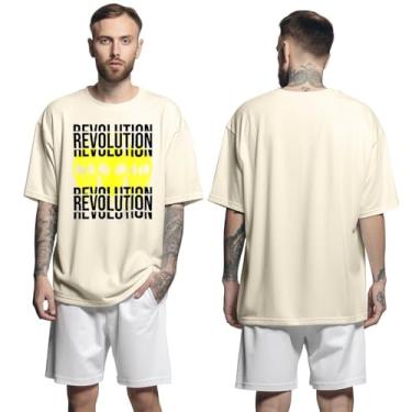 Imagem de Camisa Camiseta Oversized Streetwear Genuine Grit Masculina Larga 100% Algodão 30.1 Revolution - Bege - G