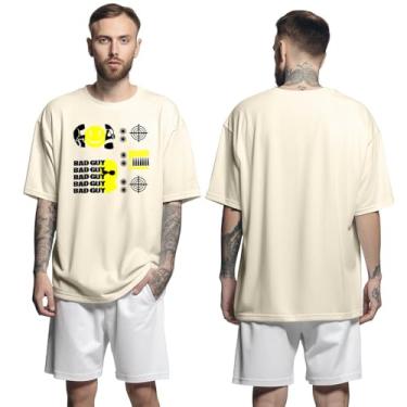 Imagem de Camisa Camiseta Oversized Streetwear Genuine Grit Masculina Larga 100% Algodão 30.1 Bad Guy - Bege - GG