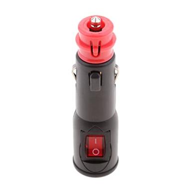 Imagem de Luzhengyang Plugue universal de cigarro de 12 V com interruptor liga/desliga para carro - Indicador LED vermelho - Construção - Fácil de instalar - para carregar eletrônicos em movimento - Serve para