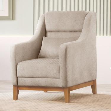 Imagem de Poltrona Encosto Alto Linho Áquila 101x71cm Bege