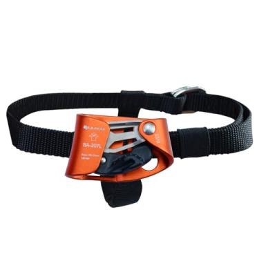 Imagem de S.E.PEAK Equipamento de rapel forte para ascensor de pé para arborista de escalada em rocha, espeleologia de resgate, montanhismo, corda de 8 ~ 13 mm, pé esquerdo, laranja