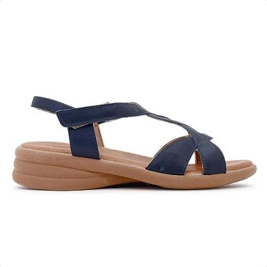 Imagem de Sandália Usaflex Salto Anabela Tiras Cruzadas Feminina