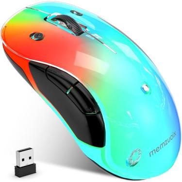 Imagem de memzuoix Mouse sem fio LED de 2,4 G, ergonômico recarregável com capa removível, óptico portátil de 1200 DPI com receptor USB para laptop, PC, desktop e MacBook, 5 botões