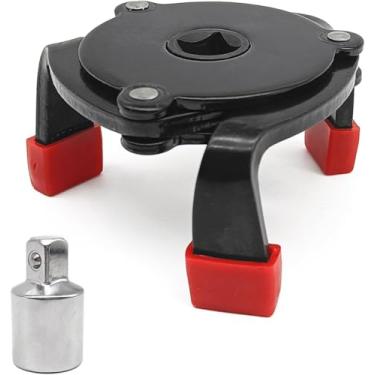 Imagem de Chave de filtro de óleo universal Eastyard ajustável 3 mandíbulas ferramenta de remoção do filtro de óleo do motor com adaptador de 1/2 polegada (1/2 polegada) tomada de chave quadrada de 1/8 polegada
