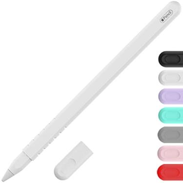 Imagem de YINVA Capa compatível com Apple Pencil 2ª geração, capa aderente compatível com iPad Pencil 2ª geração com tampa (branca)
