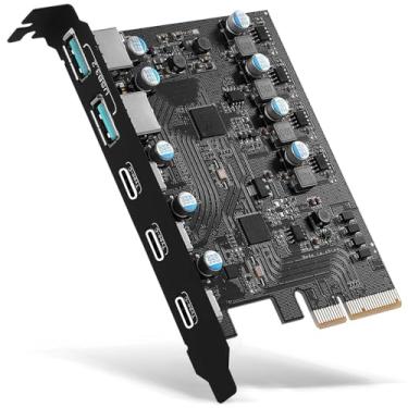 Imagem de Placa PCIe para USB 3.2/USB 3.1 Gen 2 10Gbps 5 portas (3X USB C -2X Tipo A) Placa de expansão PCI Express Hub interno para Windows 10/8/7 Linux e Mac OS 10.8.2 acima