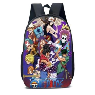 Imagem de MOCHILA ESCOLA INFANTIL JUVENIL ANIME ONE PIECE AMIGOS DE LUFFY-Unissex