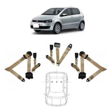 Imagem de Kit cinto de segurança traseiro de 3 pontos VW Fox - HCML, Bege