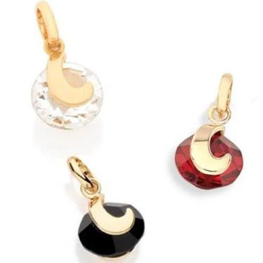 Imagem de Pingente banhado ouro 3x 24k 18k e 22k  feminino redondo cristal garra