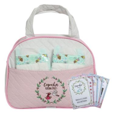 Imagem de Bolsa Maternidade Rosa 02 Fraldas e Certificados para Boneca - Saída M