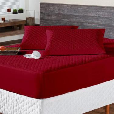 Imagem de Protetor Colchão Queen Impermeavel Matelado Vermelho - Enxovais Aquare