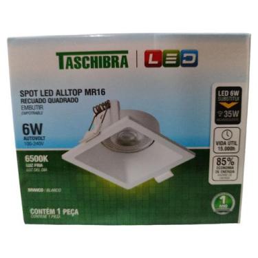 Imagem de kit 2 Spot Led Taschibra Quadrado Recuado 3000k 6500k Branco, 6500k, B