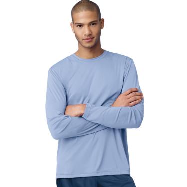 Imagem de Camiseta masculina Hanes de manga comprida Cool Dri upf 50 + azul claro 3GG