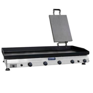 Imagem de Chapa de Lanche Profissional Com Prensador  Metvisa 1,4Metros a gás 6,