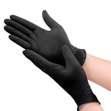 Imagem de Luvas profissionais cabeleireiros latex preto M 20UN marco boni, Luva 
