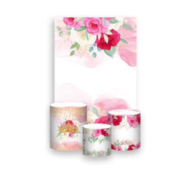 Imagem de Painel De Festa Vertical 1,50 x 2,20 + Trio De Capas Cilindro - Floral