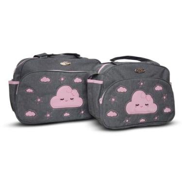 Imagem de Kit Sacola Maternidade Infantil Com Frasqueira Mave Baby, Cinza Rosa