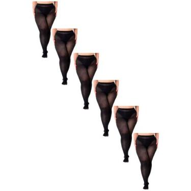 Imagem de Kit com 6 Meias Calças Fio 80 Opaca Trifil 6100 Plus Size, Preto, 1XG